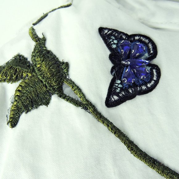 Boston Proper M jacket top white embroidered 3D applique embellished butterflies - Picture 8 of 14